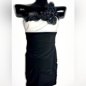 Strapless Black and White Dress